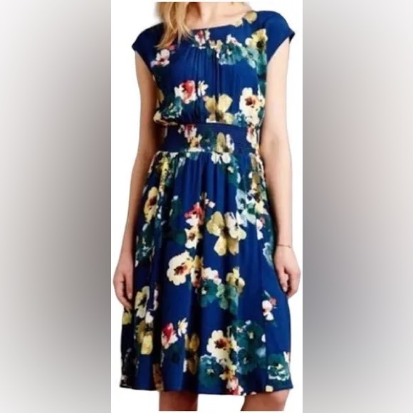 Anthropologie Rare MAEVE Evaline Blue Floral Dress - Picture 5 of 5
